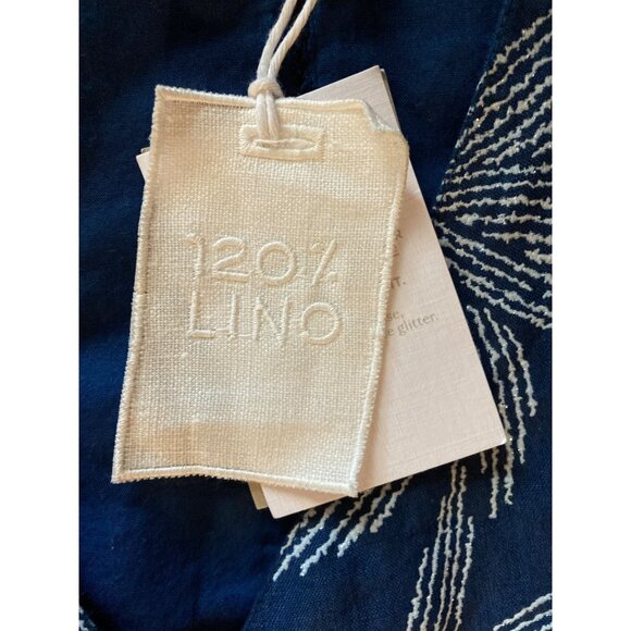 120% Lino Floral Navy Linen Wrap Dress for Women, Size 44 EUR (8 US), New - Picture 3 of 4